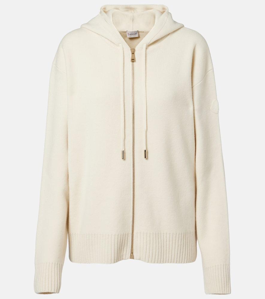 moncler hooded wool and cashmere zip-up cardigan
