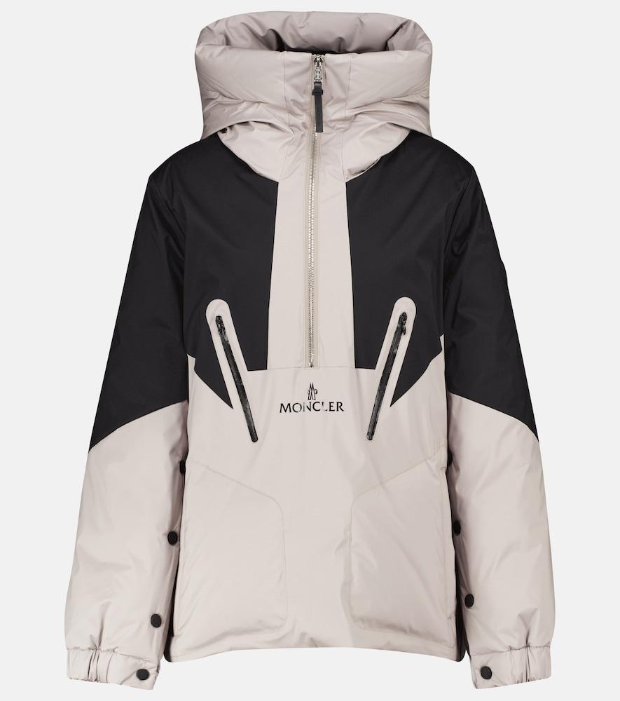 moncler iberis hooded half-zip down jacket