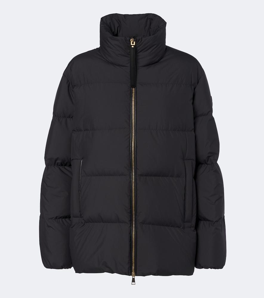 moncler leather-trimmed down jacket