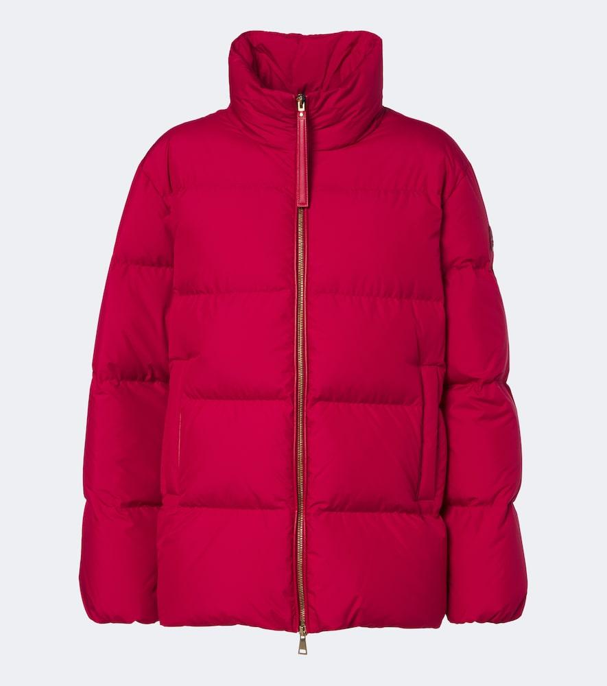 moncler leather-trimmed down jacket