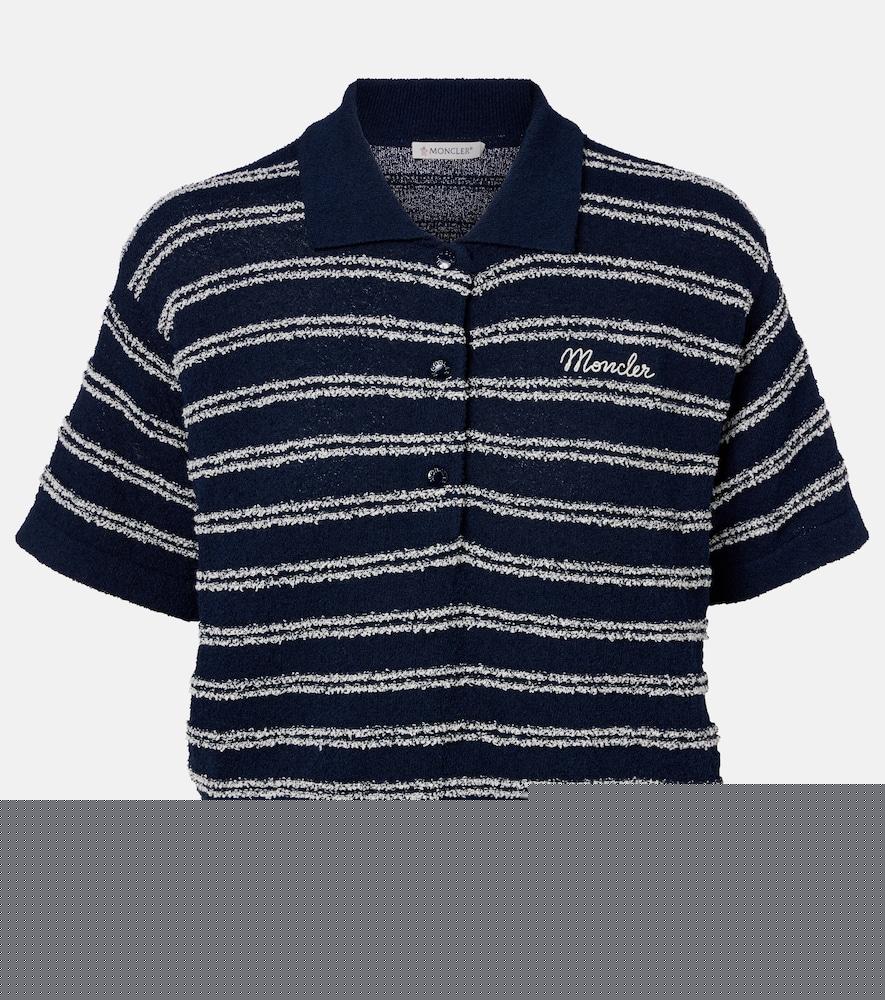 moncler logo striped cotton-blend polo sweater