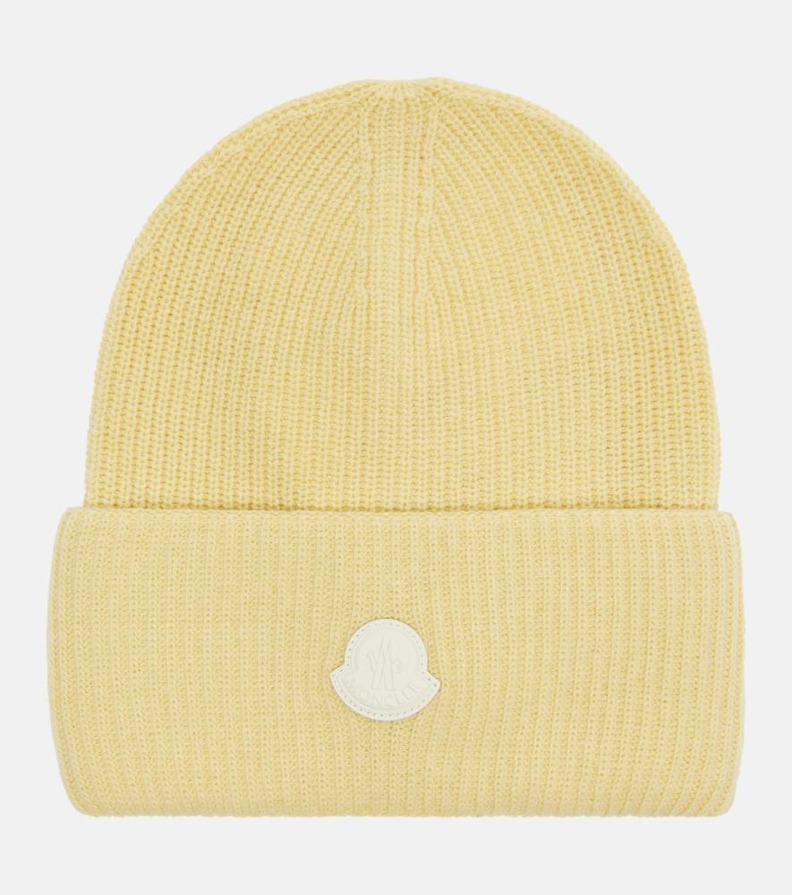 moncler logo wool and cashmere beanie