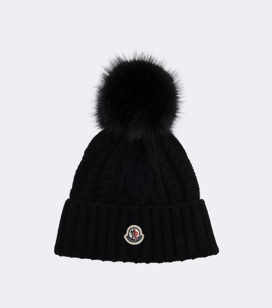 moncler logo wool and cashmere beanie