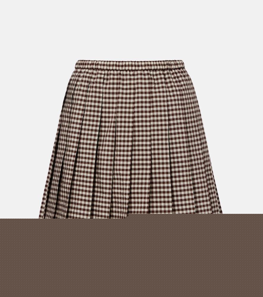 moncler pleated gingham cotton-blend miniskirt
