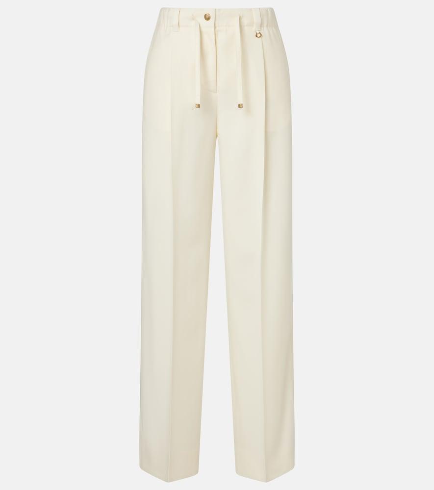 moncler pleated virgin wool straight pants