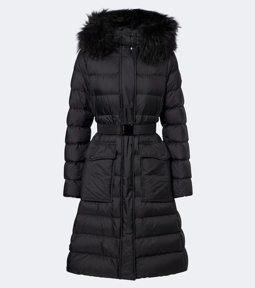 moncler shearling-trimmed down coat