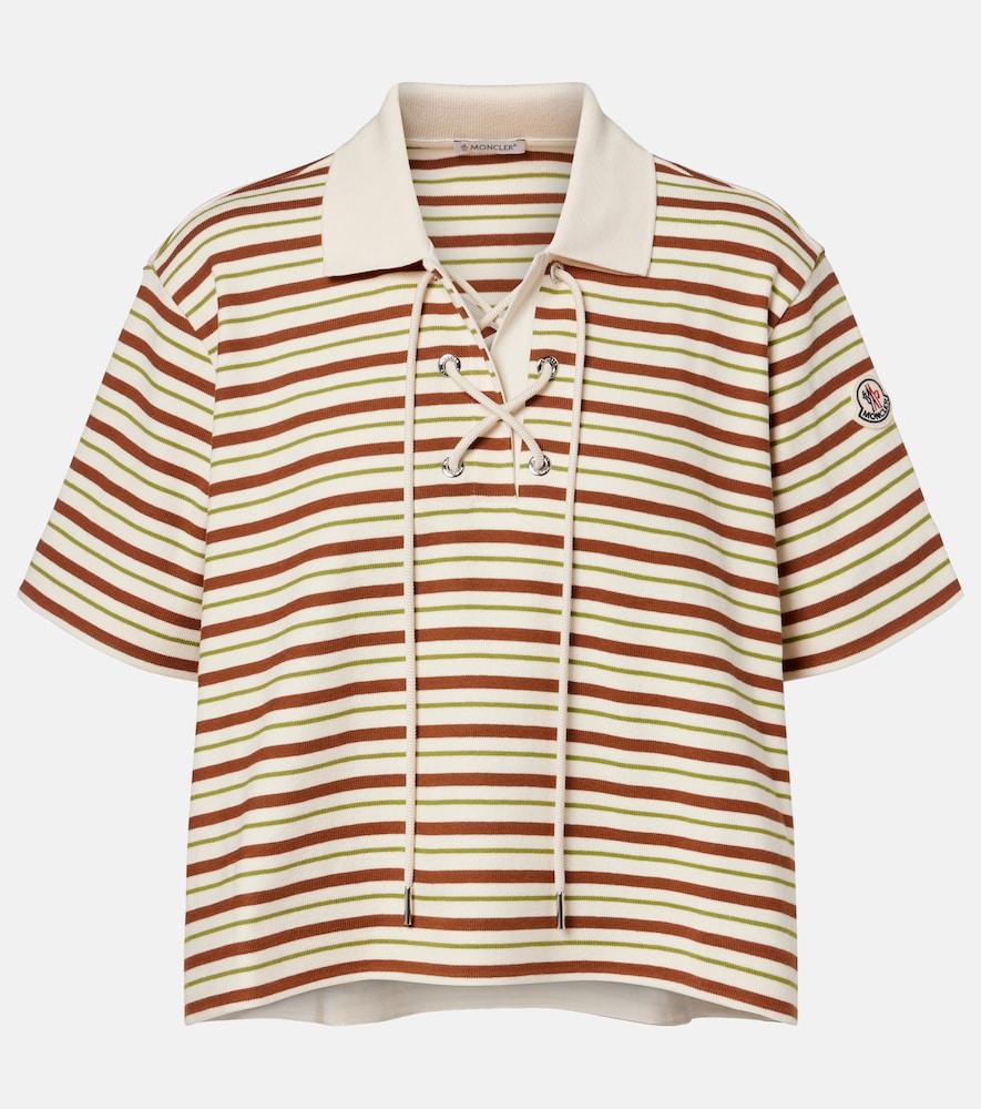 moncler striped cotton jersey polo shirt