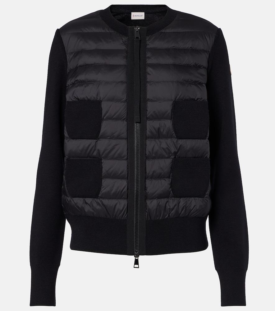 moncler tricot down-paneled virgin wool cardigan