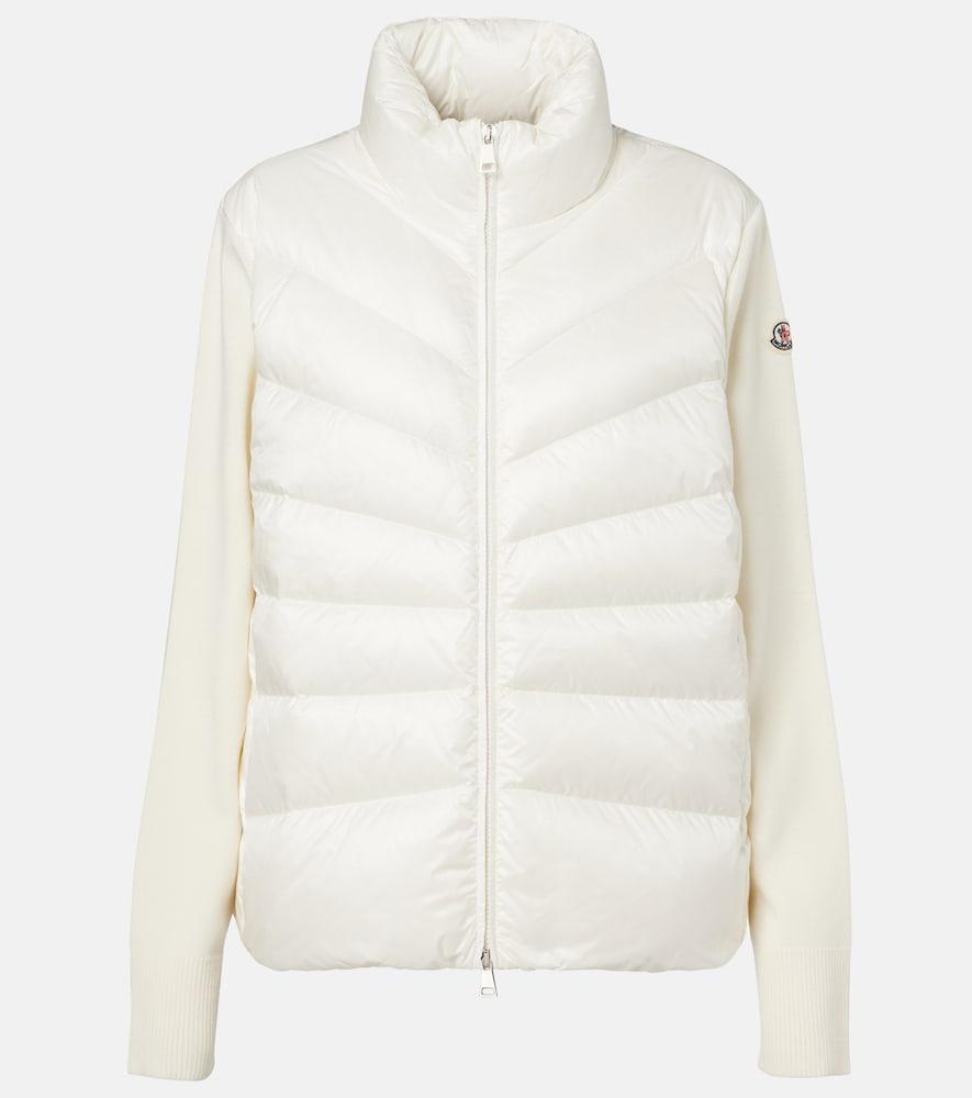 moncler tricot down-paneled virgin wool cardigan