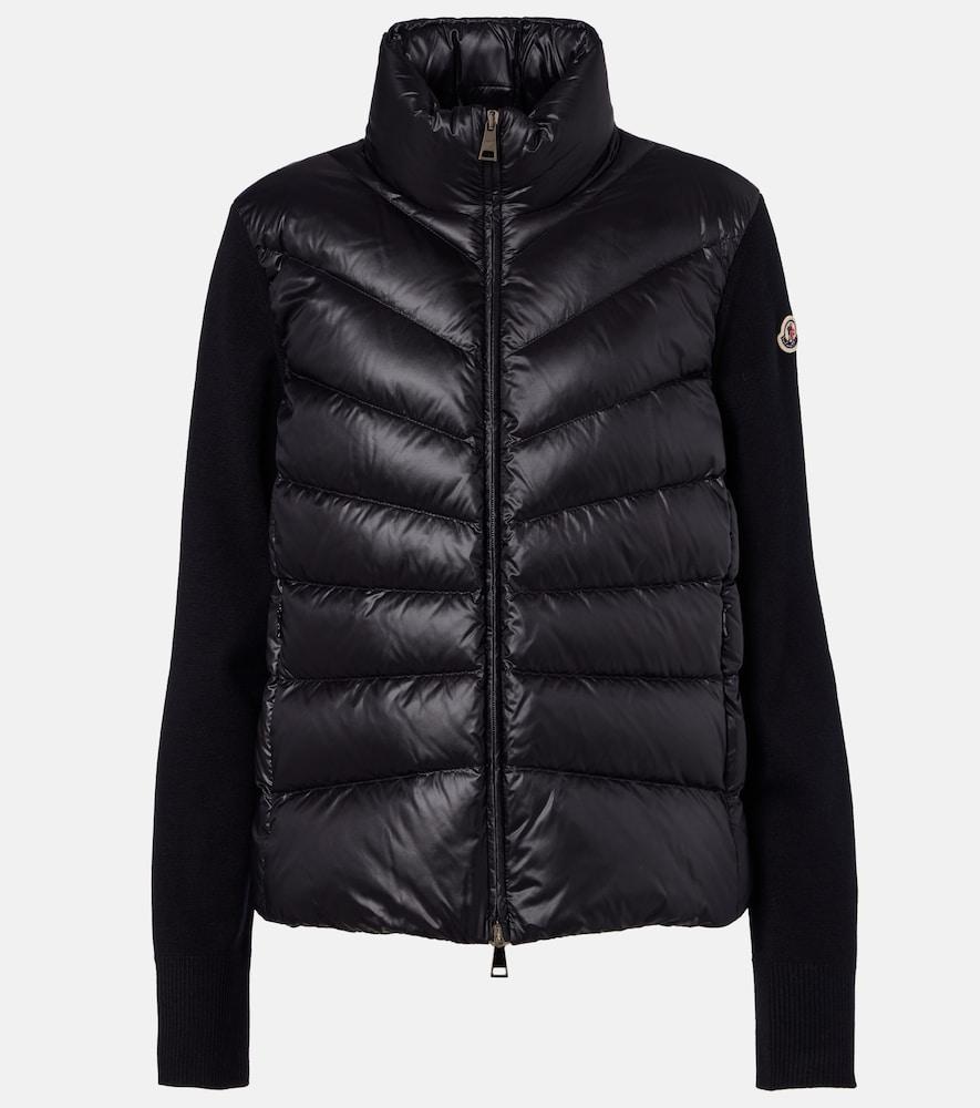 moncler tricot down-paneled virgin wool cardigan