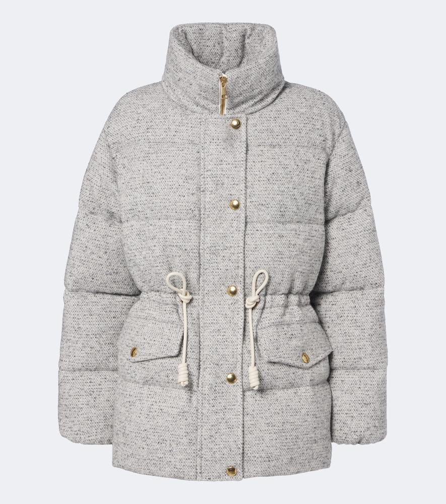 moncler wool-blend tweed down jacket
