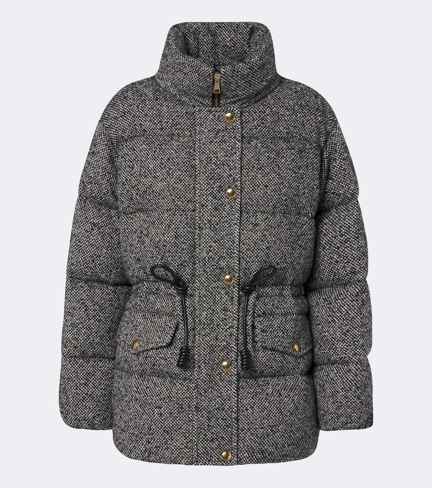 moncler wool-blend tweed down jacket