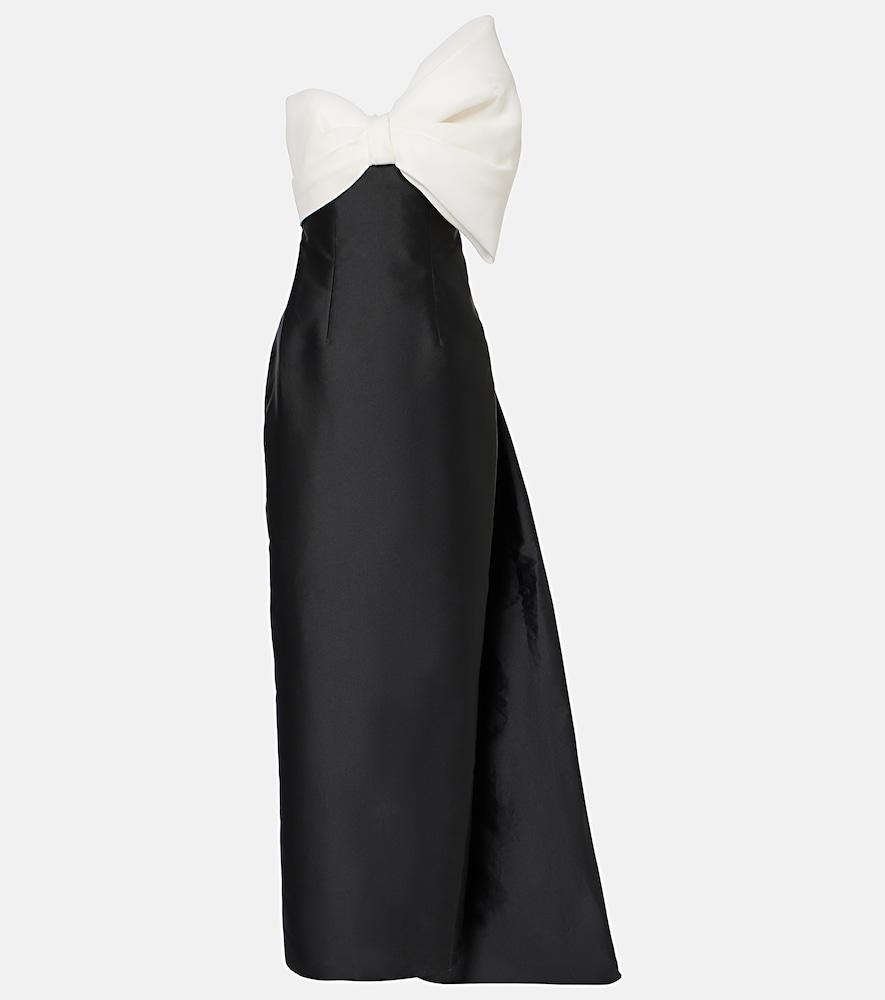 monique lhuillier bow-detail asymmetric draped gown