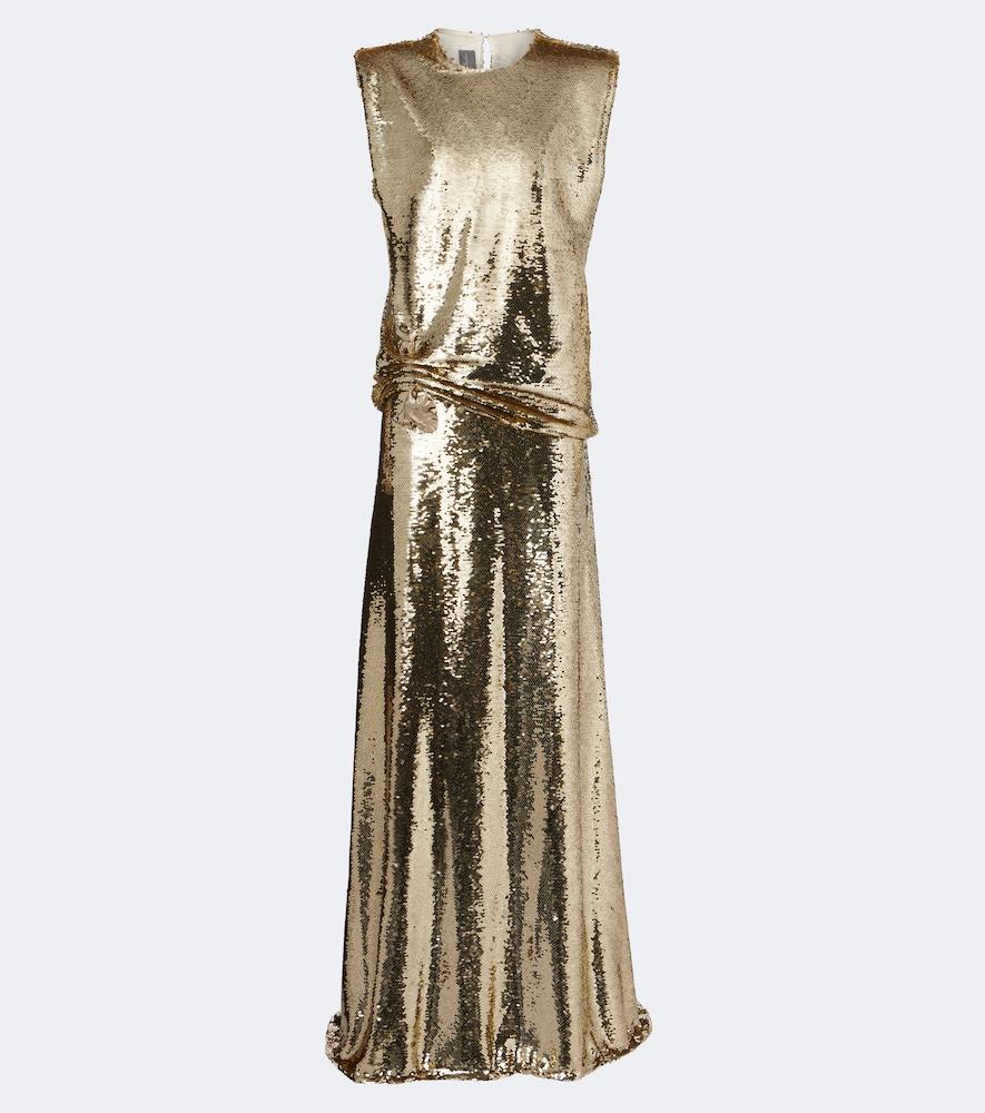 monique lhuillier sequined embellished gathered gown