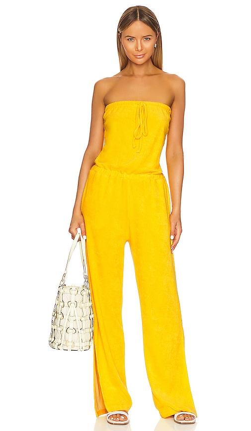 monrow bandeau jumpsuit in yellow. - size l (also in m, s, xl, xs)