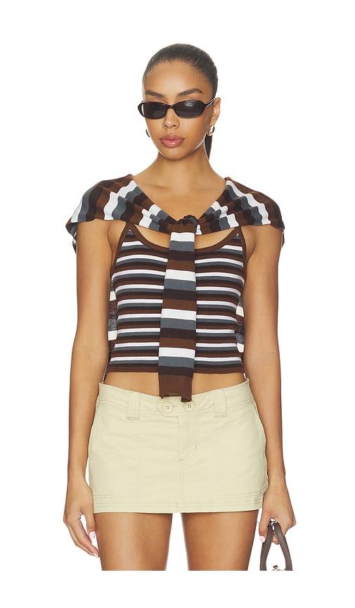monse combo stripe cardigan set in brown. - size l (also in m)