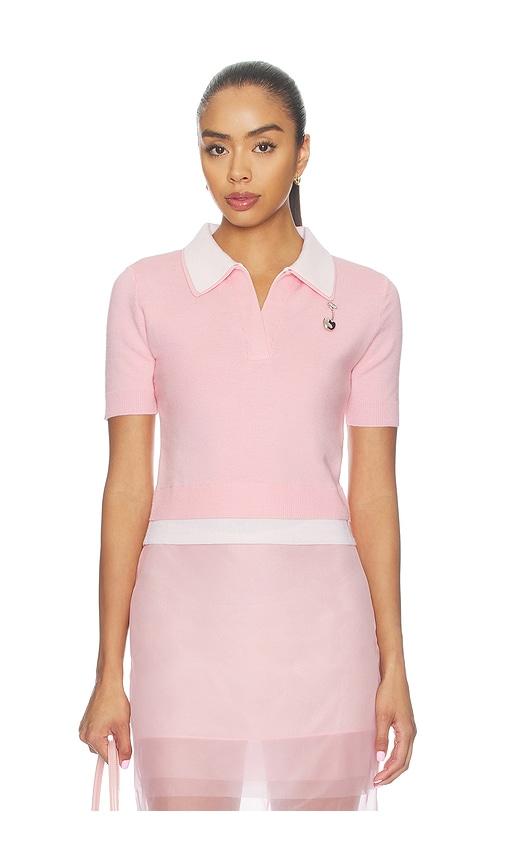 monse doubled half front placket knit tee in pink. - size l (also in m, s, xs)