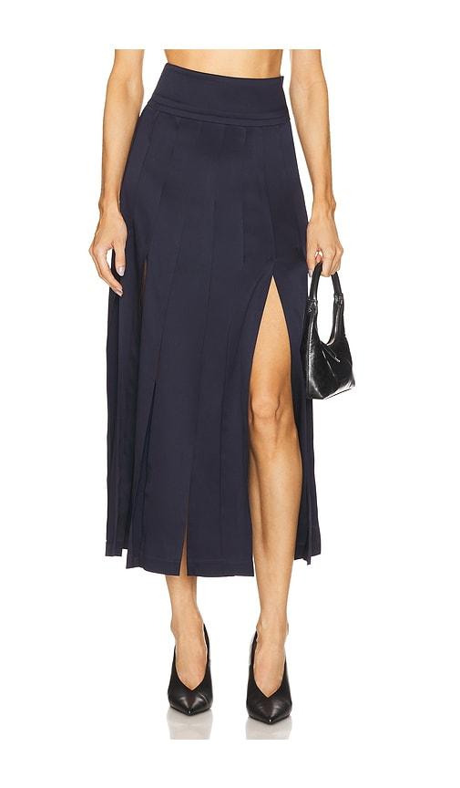 monse panel fringe skirt in blue. - size 0 (also in 6)