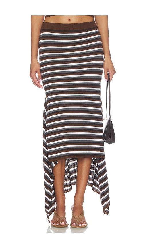 monse stripe cascade skirt in brown. - size m (also in s, xs)