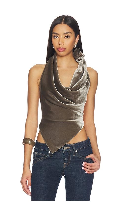 monse velvet leather strap halter top in brown. - size 6 (also in 8)
