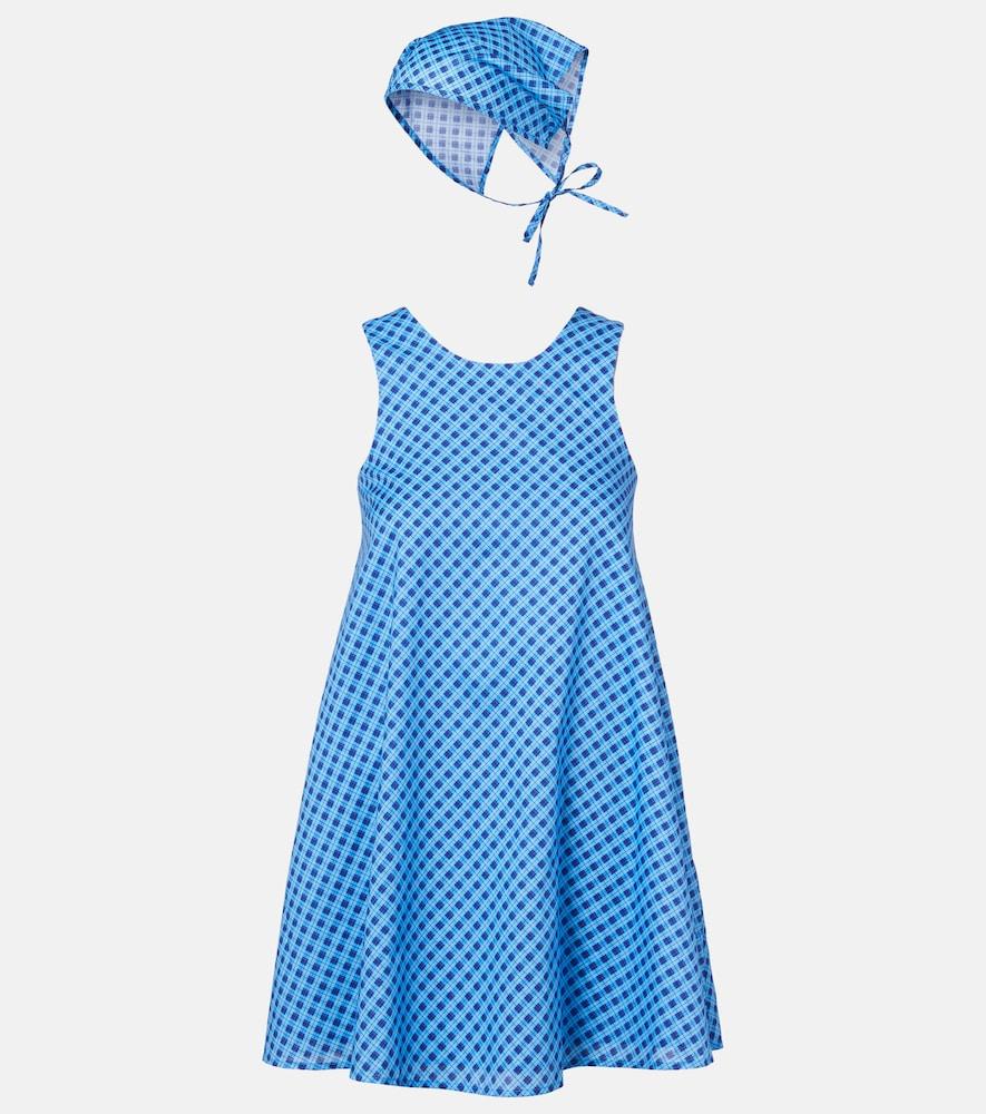montce betsie plaid cotton minidress and scarf set