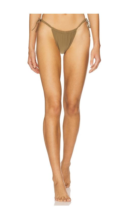 montce brasil scrunch bikini bottom in olive. - size l (also in xl)
