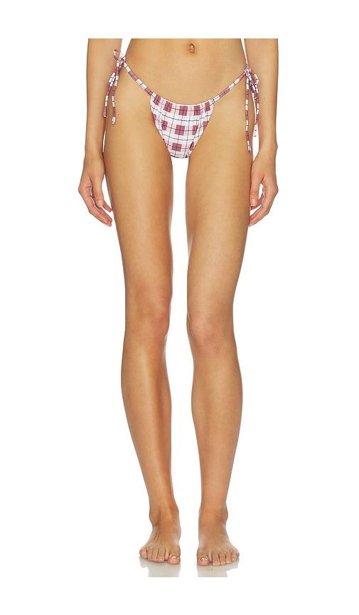 montce brasil scrunch side tie bikini bottom in burgundy. - size l (also in xs, s, m)
