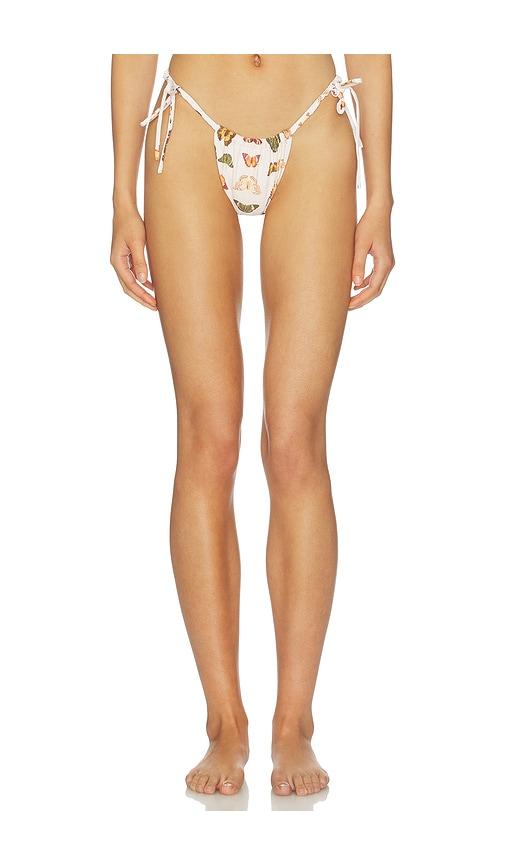 montce brasil scrunch side tie bikini bottom in cream. - size l (also in m, s, xl, xs)