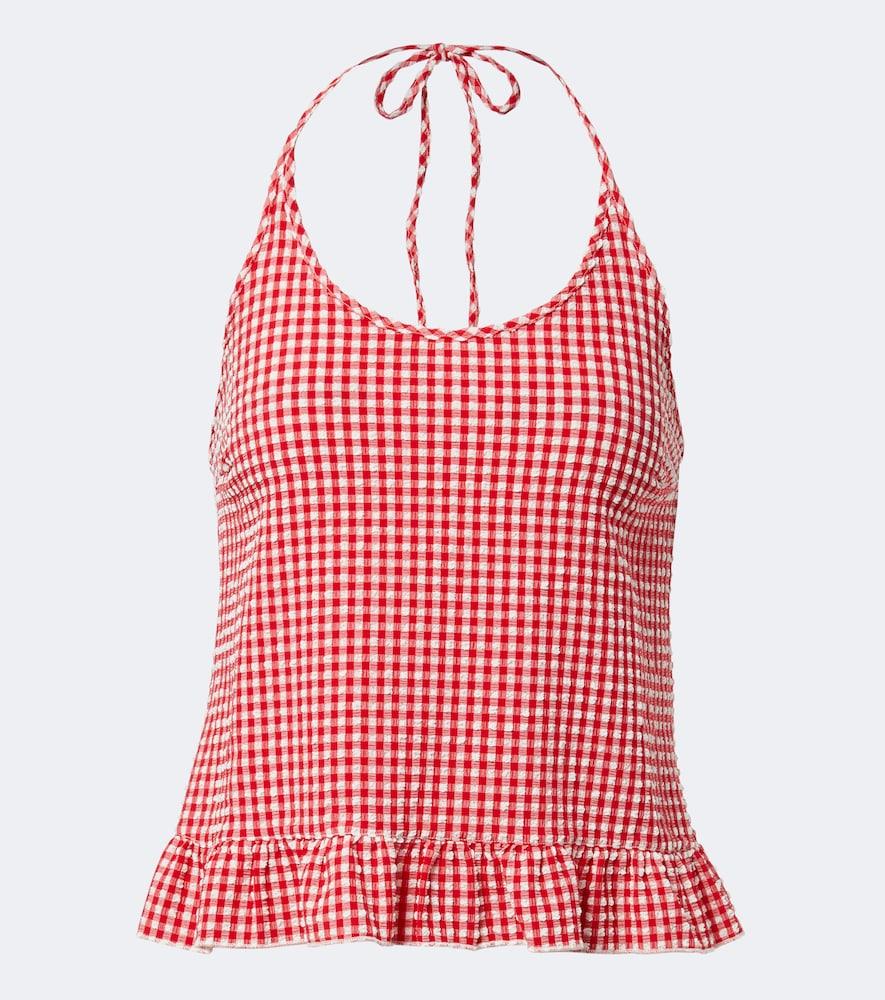 montce brooklyn gingham halterneck top