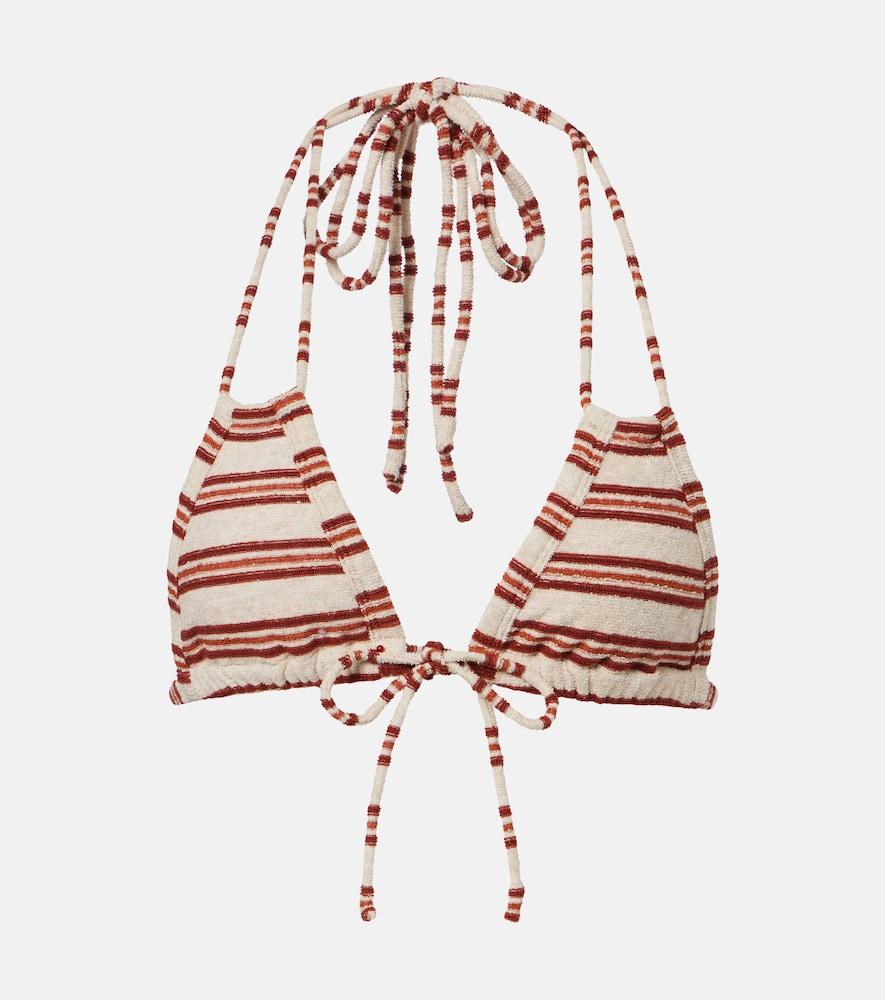 montce euro striped triangle bikini top
