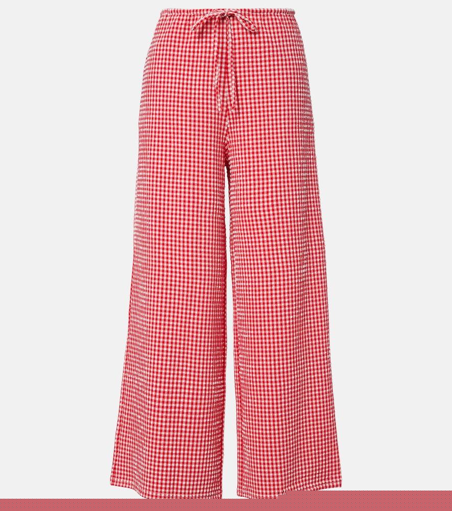 montce gingham seersucker wide-leg pants