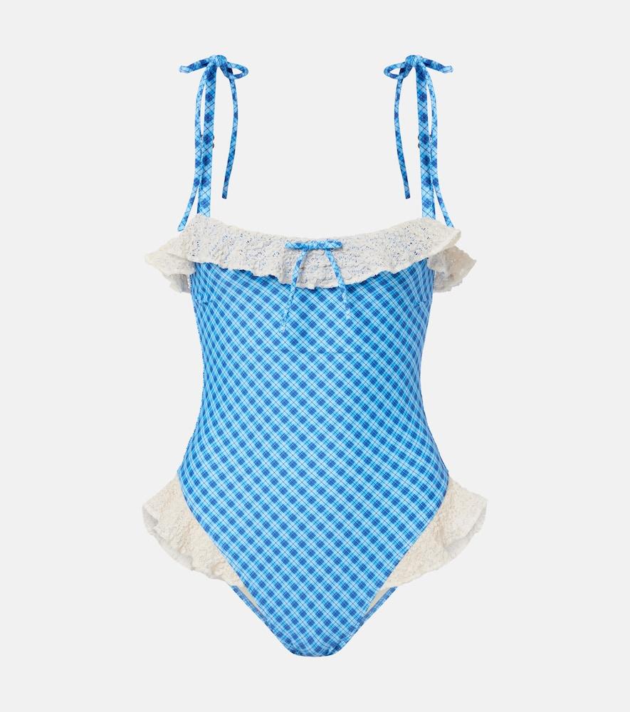 montce jacelyn plaid ruffled swimsuit