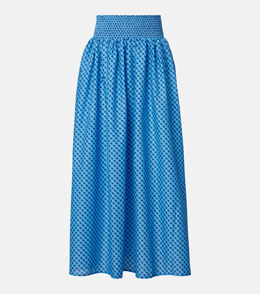 montce millie plaid cotton maxi skirt