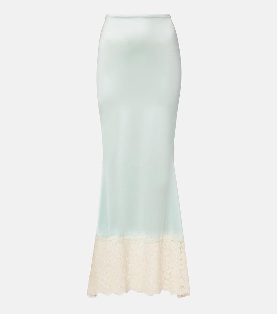 montce natalia lace-trimmed satin slip skirt
