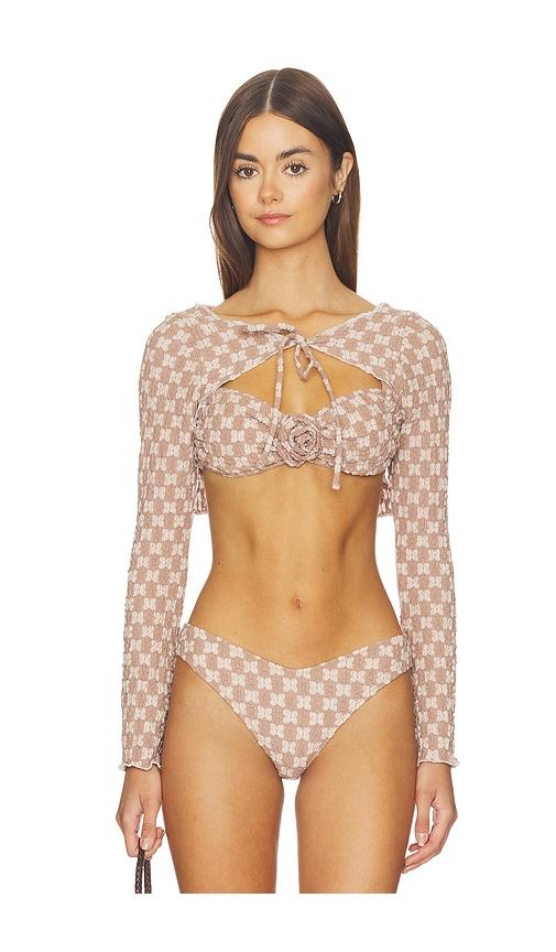 montce nia top in taupe. - size l (also in xs, s, m, xl)