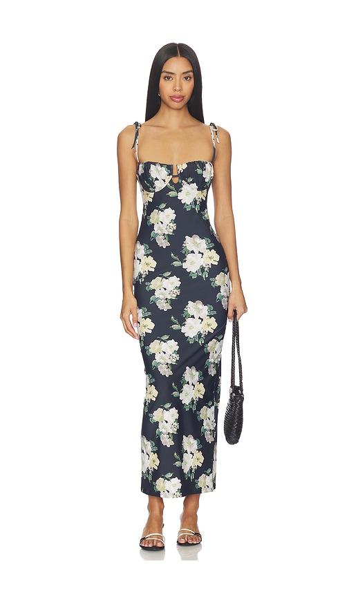 montce petal long slip dress in black. - size l (also in m)