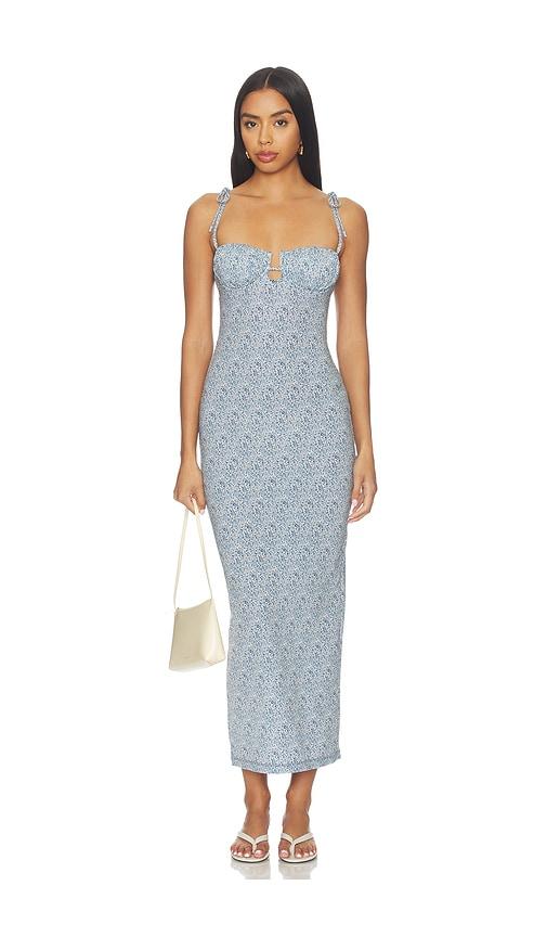 montce petal long slip dress in blue. - size l (also in xs, s, m)