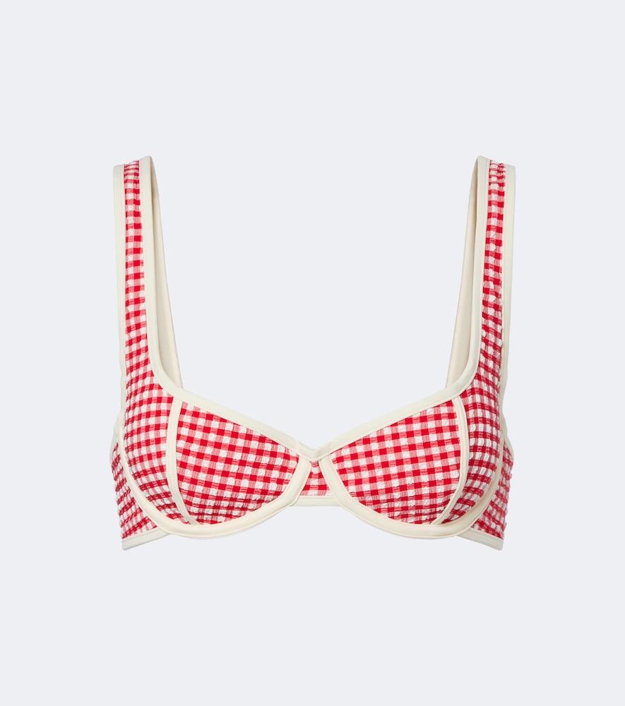 montce romy gingham seersucker bikini top