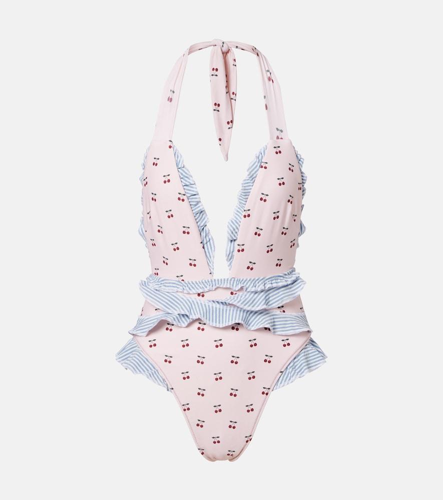 montce tropez printed ruffled swimsuit