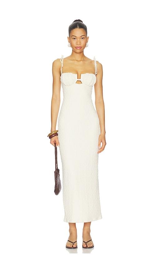 montce x elsa hosk petal long slip dress in beige. - size l (also in s, xs, m, xl)