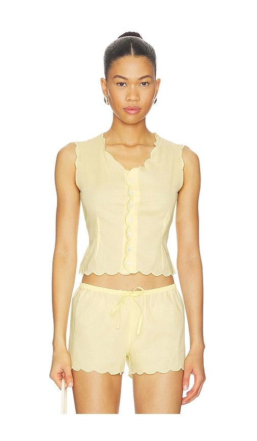 montce x elsa hosk scalloped vest top in yellow. - size l (also in s, xs, m, xl)