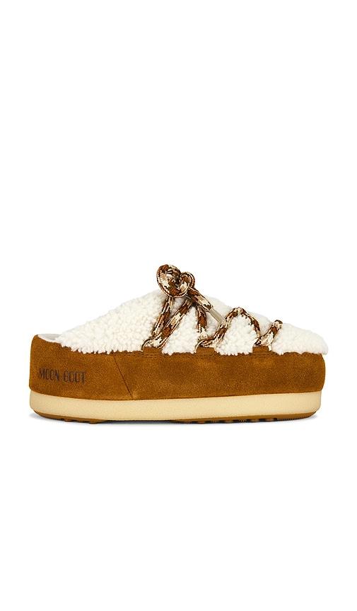moon boot evx shearling mule in brown. - size 35/36 (also in 37/38)