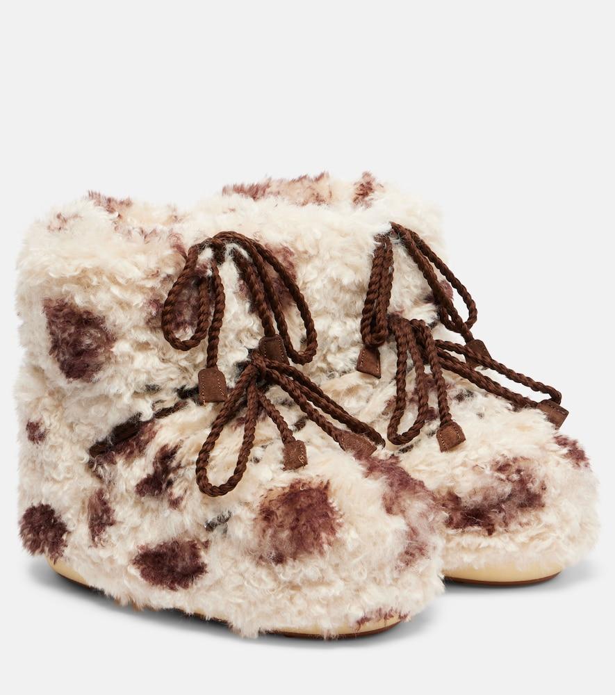 moon boot icon cow-print snow boots