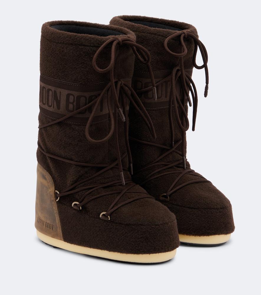 moon boot icon leather-trimmed snow boots