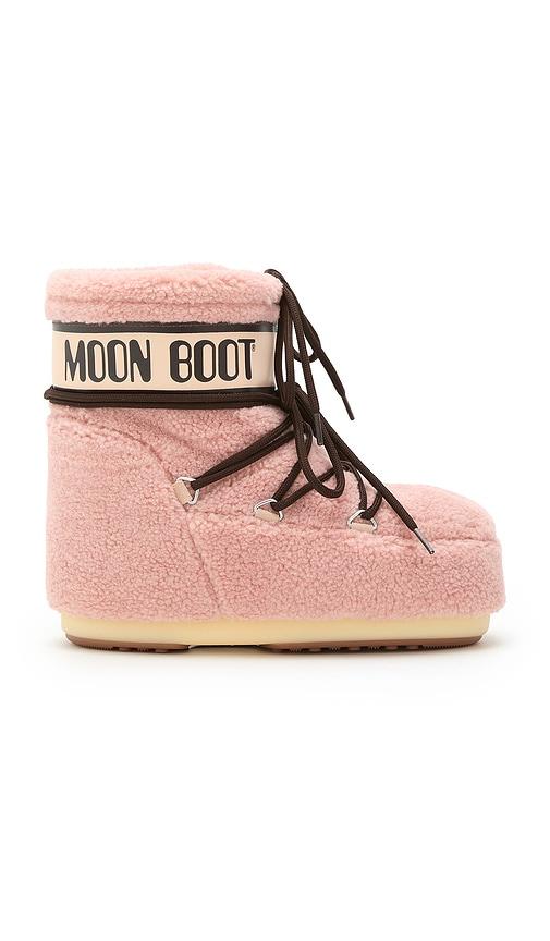 moon boot kids icon fleece low boot in pink. - size 33-35 (also in 36-38)