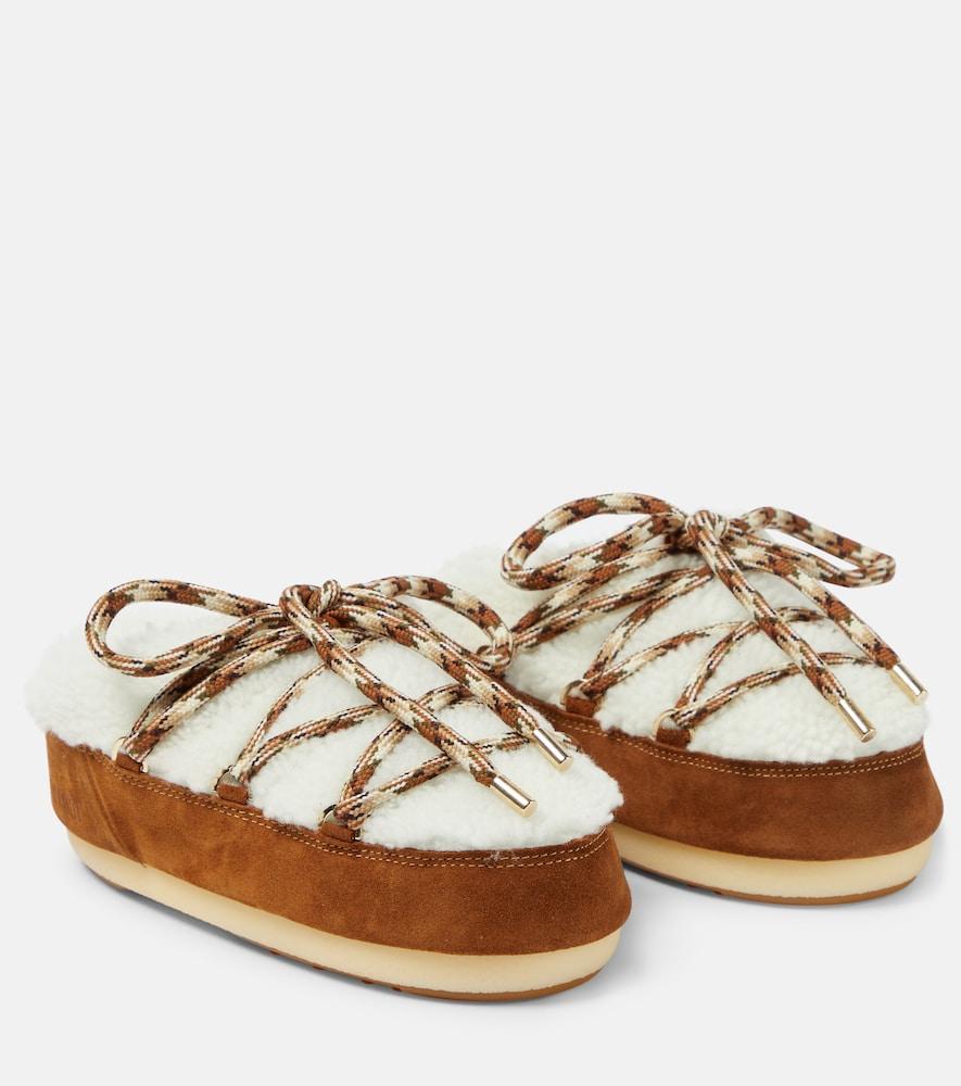 moon boot suede-trimmed shearling mules