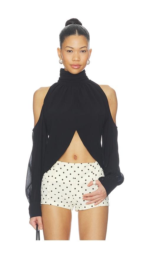 more to come chiara cold shoulder top in black. - size l (also in xxs, xs, s, m, xl)
