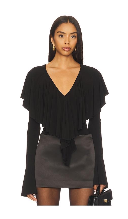 more to come ellen v neck top in black. - size l (also in xxs, xs, s, m, xl)