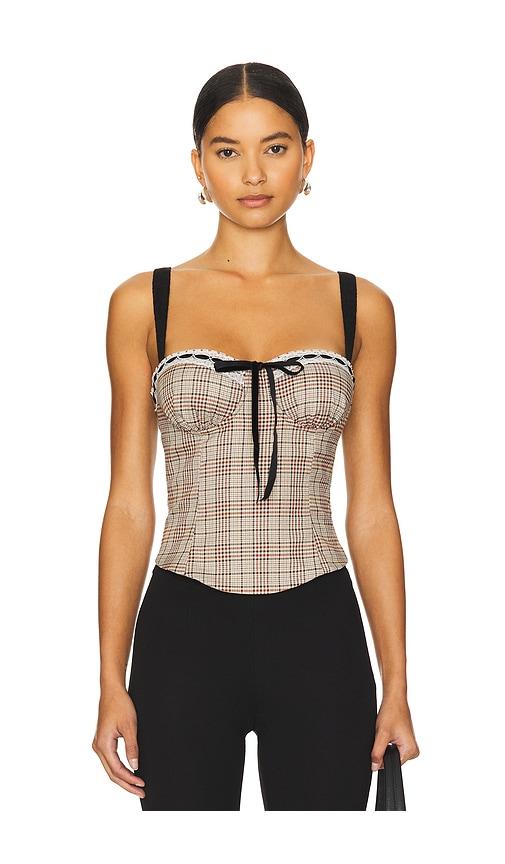 more to come flora corset top in brown. - size m (also in xxs, xs, s)