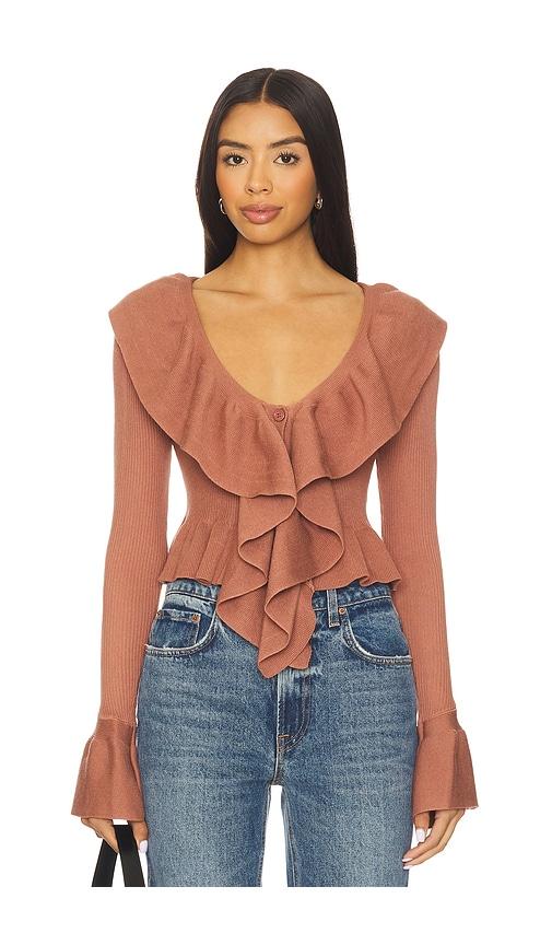 more to come hally sweater top in pink, brown. - size l (also in m, s, xs)